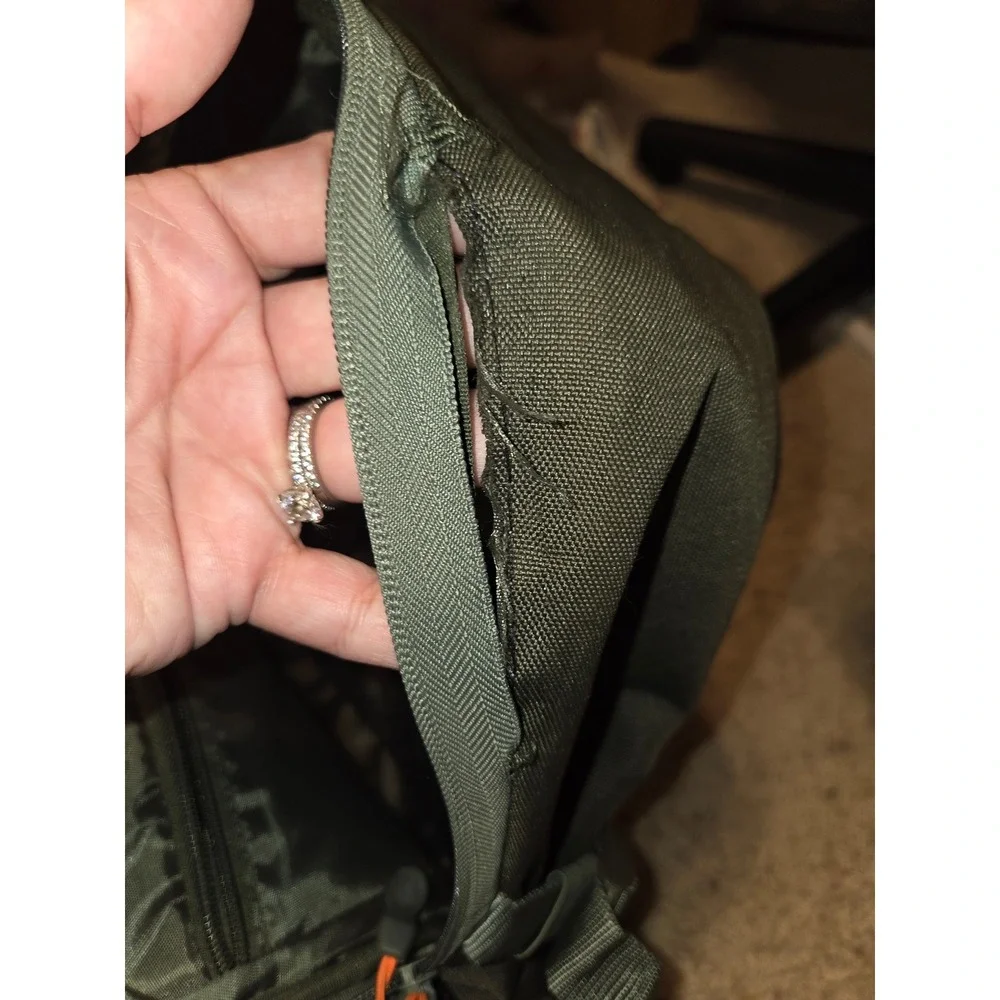 Puma Olive Green and Orange Backpack Sport School Bag Padded Straps Needs Repair